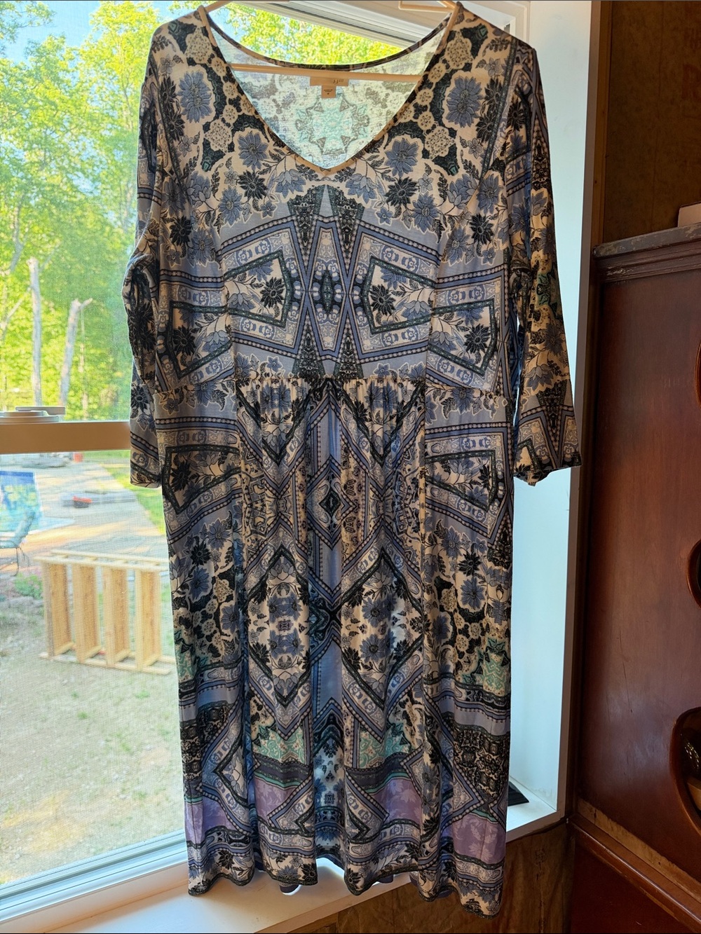J. Jill Blue dress sz M 3/4 sleeves